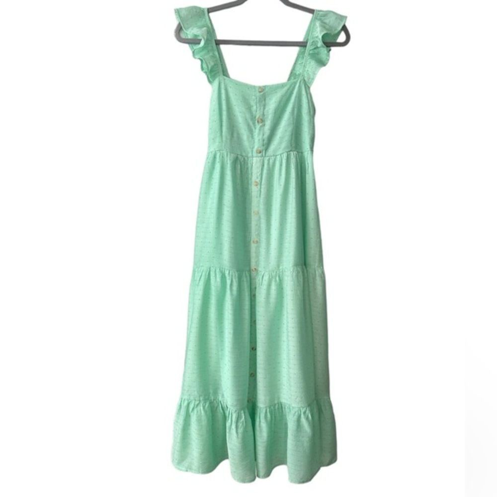 AUGUST Sky Green Sea Foam Dress with Polka Dot Golf Size